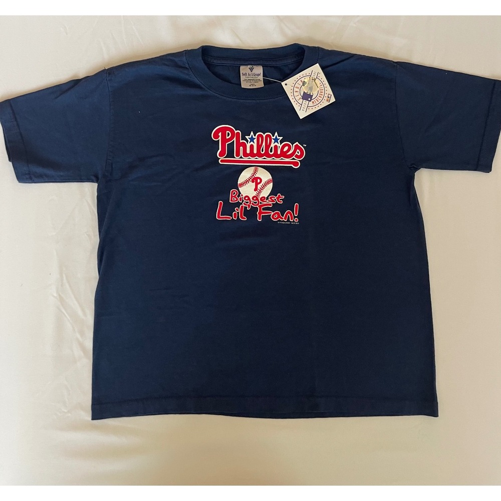 Soft As A Grape Philadelphia Phillies Youth T-Shirt Navy Blue MLB Medium 10-12
